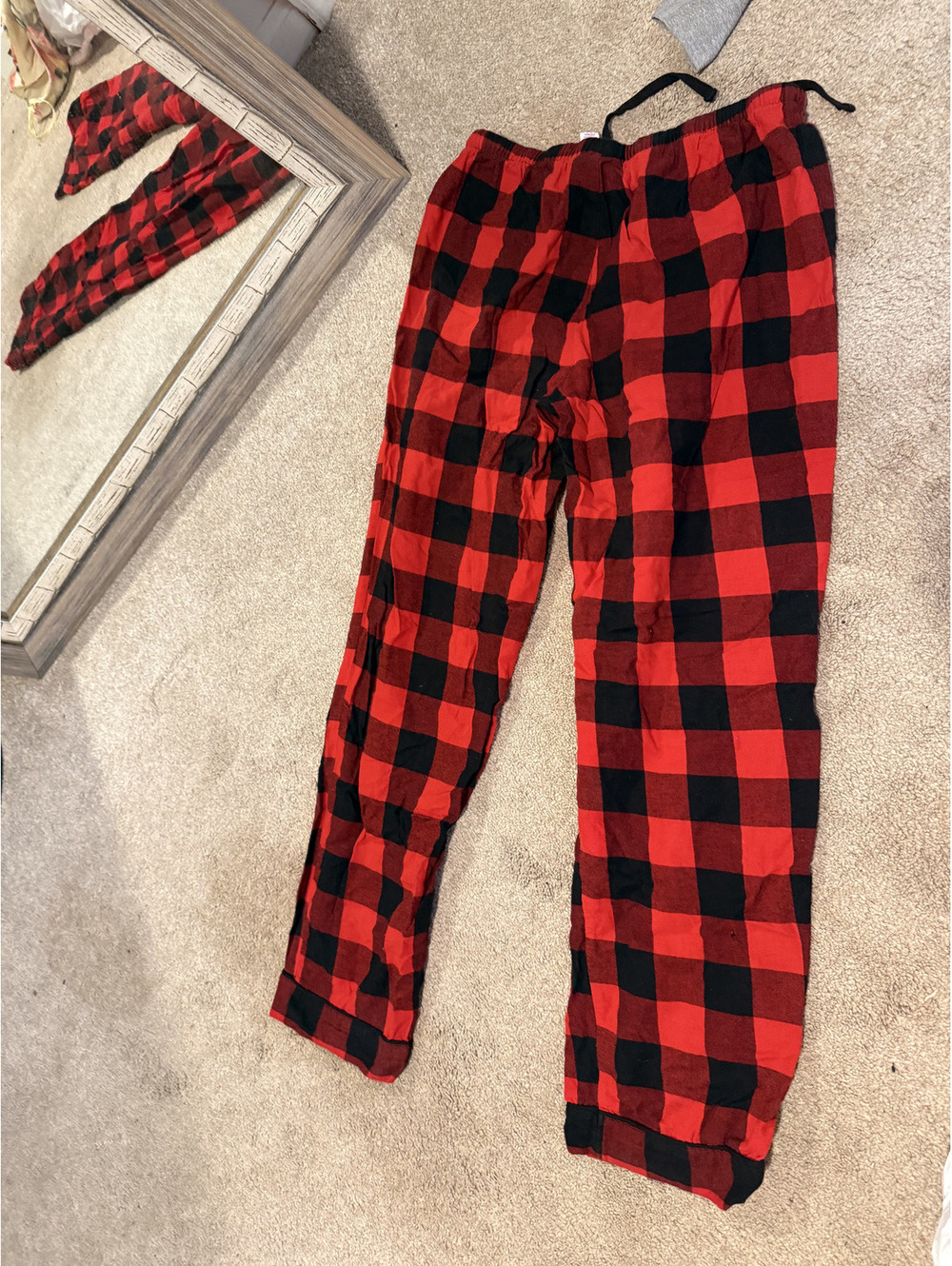 Red and black plaid pajama pants